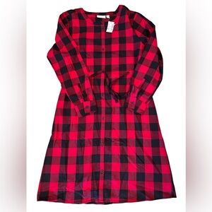 NWT - Place - Women's Buffalo Plaid Scoop Neck Belted Shirt Dress - Size M